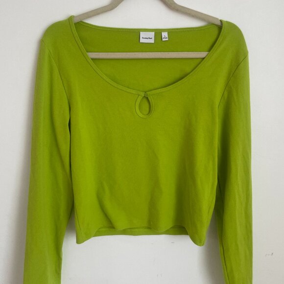 Aritzia Sunday Best Keyhole Long Sleeve Lime (L) - Picture 1 of 3